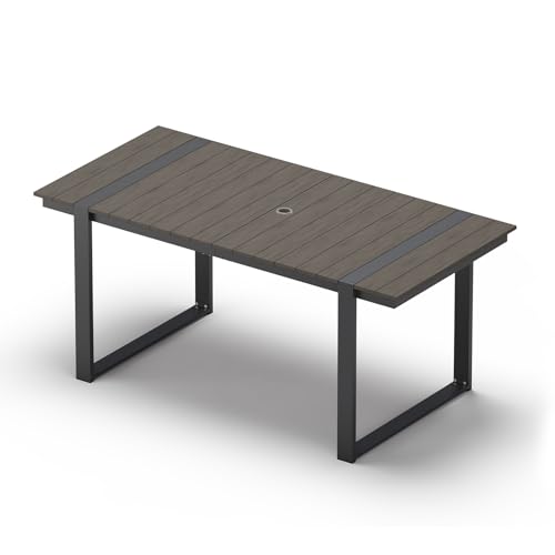 Image of Outdoor Dining Table for 6, HDPS+ Aluminum Patio Dning Table | Sturdy U-Shape Leg, Size: 67.4 inchL*32.3 inchW*29.6 inchH