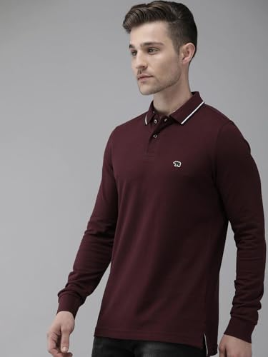 Image of The Bear House Men's Maroon Long Sleeves Pique Polo