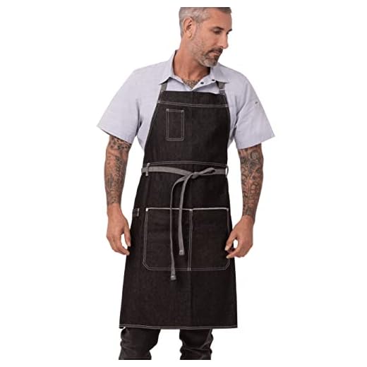Chef Works Unisex Bronx Bib Apron, Black, One Size