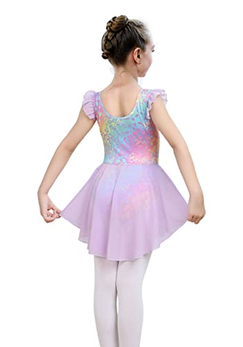 Ilover YYL229-5_1--120 Kids Girls Classic Ruffle Sleeve Tutu Kirted Leotard Dress For Dance thumb #5