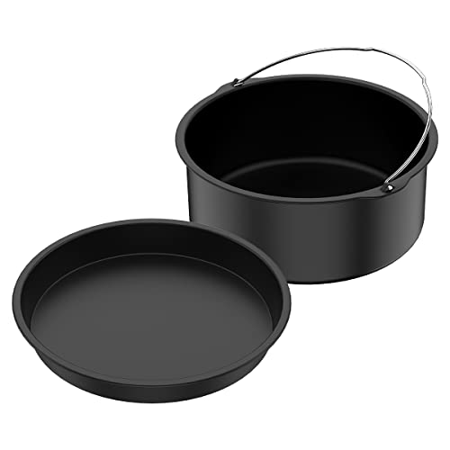 2 Pcs Accesorio para Freidora: Placa para Pizza y Molde para Pastel Redondo con Recubrimiento Antiadherente, Set de Molde para Pastel Grande y Pequeño para Freidora US (8 pulgadas) miniatura 7
