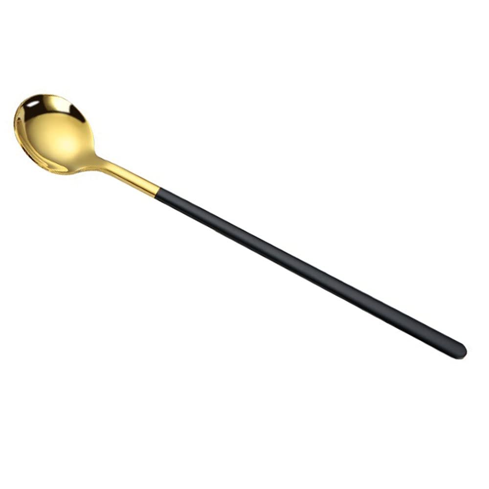 Cucharas de Café, Té Mango Largo Café Mezcla Cuchara Cabeza Redonda Helado Postre Cucharadita Cocina Cocina Cocina Vajilla Utensilio Cuchara para Cocinar，Cuchara de Sopa (Quantity : 6)
