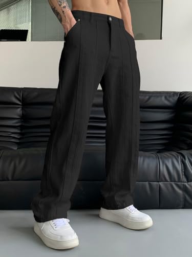 OYOANGLE Men's Casual Pants Classic Fit Stretchable Straight Legs Work Pants with Pockets3