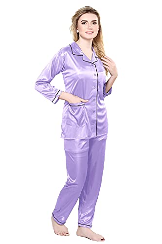 Image of TIGYWIGY Women's Satin Plain /Solid Top and Pyjama Set Pack of 1