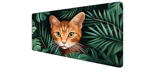Alfombrilla ratón XXL y tapete escritorio grande de 900x400 mm con diseño de hoja para PC