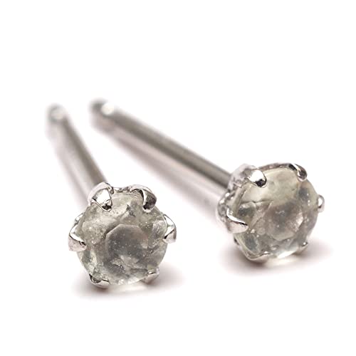 [A.UN jewelry] リビアングラス セカンドピアス プラチナ 宇宙のパワー 隕石 ジュエリー レディース スタッドピアス つけっぱなし (3mm Pt900)