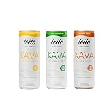 LEILO | Kava Powered Mocktail Drinks | Variety-Pack - Sugar-Free & Non-ALC Functional Relaxation Support - Includes 4 of Each: Margarita, Pina Colada, Moscow Mule | 12 fl oz Cans (Pack of 12)