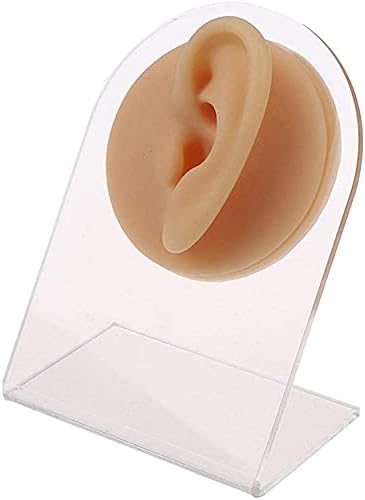 1 Pc Silicone Ear Model Reused Ear Displays Mould 1:1 Professional Piercings Practice Tools for Earrings Ear Studs Display with Stand