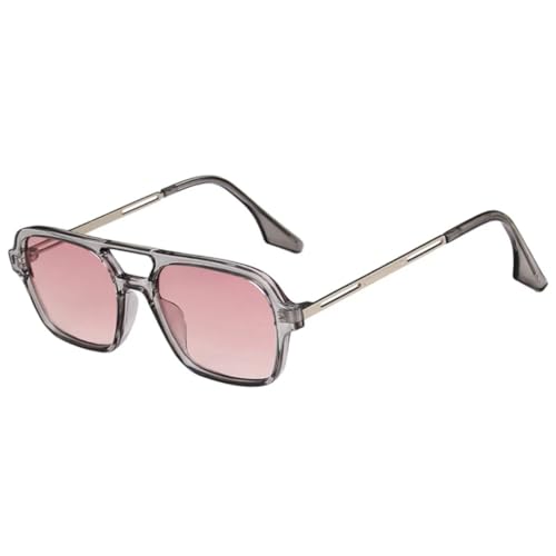 Lunettes de soleil rétro à double pont tendance pour femme et homme style léopard