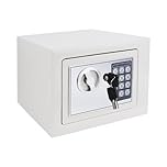 Fireproof Steel Safe Security Home Office Money Cash Waterproof Safety Box with Digital Keypad and Key 4.6L White