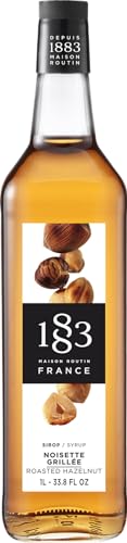 Image of 1883 Roasted Hazelnut Syrup - Premium French Flavoring Syrup for Coffee, Lattes, Iced Coffee, Cocktails & Desserts - 1L Glass Bottle, Made in France