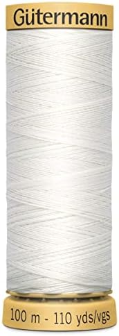 100% Natural Cotton Thread by Gutermann for Sewing and Quilting - 100m Spools - Colour Number WHT - 1 x 100m Spool