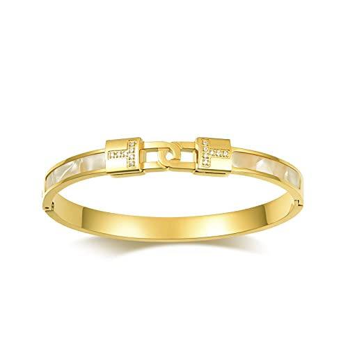 Sineed 18K Gold Plated T Bracelet With Cubic Zirconia Bangle Cuff Best Gifts With Crystal For Women #TOP1