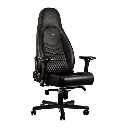 noblechairs Icon Krzesło do gier - Krzesło biurowe - Prawdziwa skóra - Czarne
