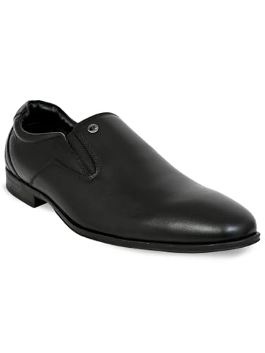 Image of Allen Cooper Men's Black Genuine Leather Loafers |Slip-On Formal Shoes | Comfortable Office Moccasins for Men