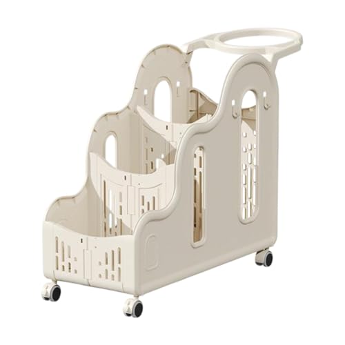 Menolana Yoga Mat Storage Rack Cart with Wheels, Organization Weight Stand, Multifunction Yoga Mat Organizer Holder, Weight Rack Stand, BallFrame CreamColor