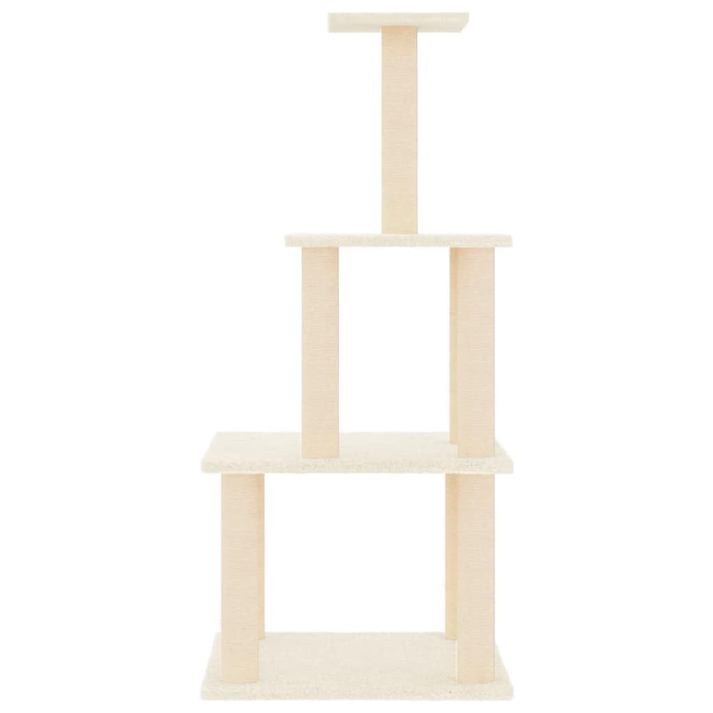 ShGaxin Skrobaczka dla kota z sizalowymi słupkami w kolorze kremowym 111 cm, drapak dla kota, drapak dla kota, akcesoria dla kotów, wieża dla kota, rozrusznik dla kota, domek dla kota