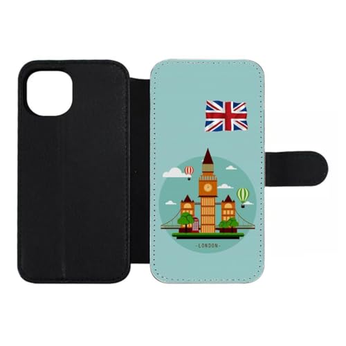 Étui cuir pour iPhone 15 Plus à fermeture magnétique motif Big Ben de Londres