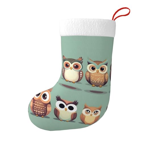 TYANG Calcetines de decoración de Navidad con diseño de búhos de dibujos animados, diseño de doble cara, árbol de Navidad, fiesta de vacaciones