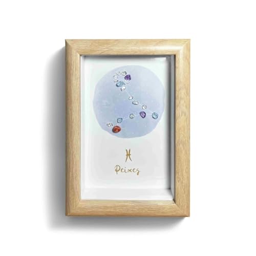 Pisces Unique Astrology Gift Zodiac Sign Decor Gifts Natural Crystal Zodiac Painting for Wall Art Office Decor Home Decor February March Birthday Gifts for Women Friend
