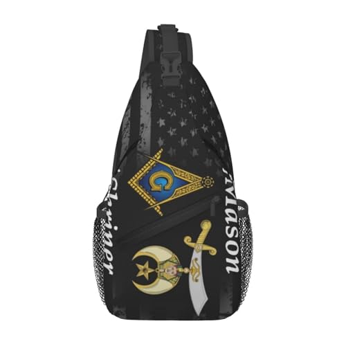 Masonic Shriner Split Small Crossbody Backpack Sling Bag For Men Women Mini One Shoulder Chest Bags Gym Sport Travel Hiking Daypack - Main Image