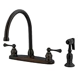 Kingston Brass KB725BLBS Vintage Gooseneck Kitchen Faucet with Brass Sprayer, Oil Rubbed Bronze