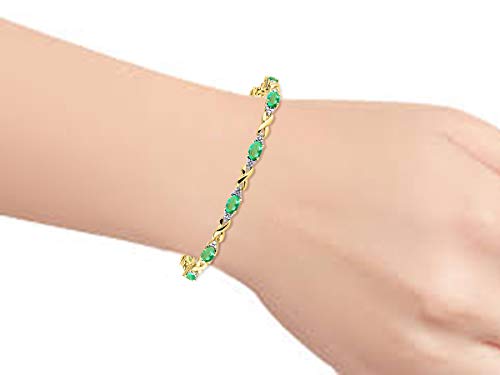Rylos Spectacular Tennis Bracelet Set With Green Emerald & Diamonds - May Birthstone* #TOP1