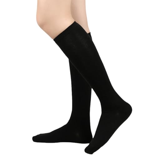 Women’S Premium Knee - High Striped Socks: Long, Thin Tube Design Ideal For Sports And Fashion (Black)