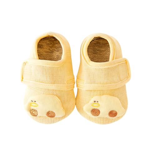 YPLOJOUO Toddler Baby Walking Shoes Fashionable Cartoon Decor Comfortable Non Slip Crib Shoes (Yellow, XS)