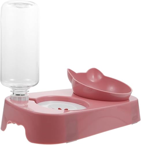 Fuente para agua y comedero dual para gatos rosa