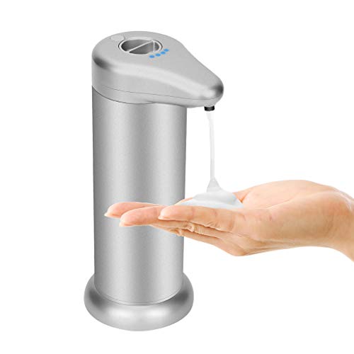 Preisvergleich Produktbild AMhomely Infrarot Seifenspender automatischer seifenspender Sensor / Guter automatischer schäumender Handwäscher berührungsloser Seifenspender Schaumwaschen schäumende weiße Farbe NEU (Silber)
