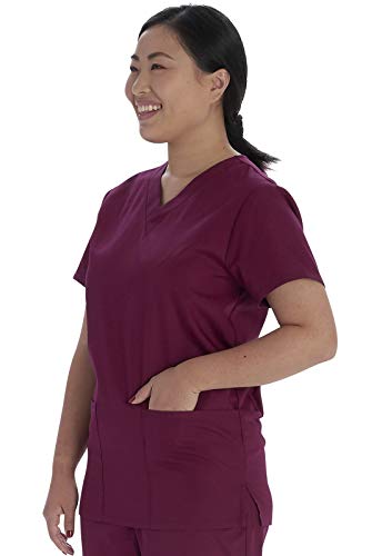 Vital Threads Men And Women Scrubs Set V-Neck Top & Drawstring Pant, Vt526C, L, Wine #TOP4