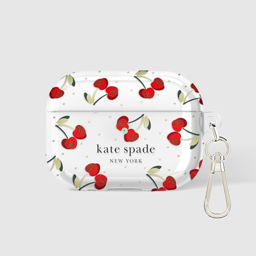 Image of kate spade new york AirPods Pro Protective Case with Keychain Ring - Cherry Dot, Compatible with AirPods Pro 2nd / 1st Generation