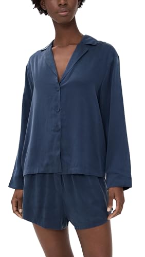 Lunya Women's Long Sleeve Silk Button Up Shorts Set