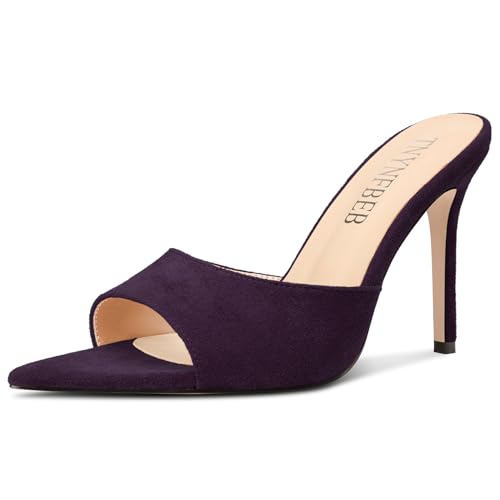Image of TNYNFBEB Womens Stiletto High Heel Pointed Open Toe Sandals Mules Shoes Slingback Slip-on Prom Party Dress Summer 3.9 Inches Heels