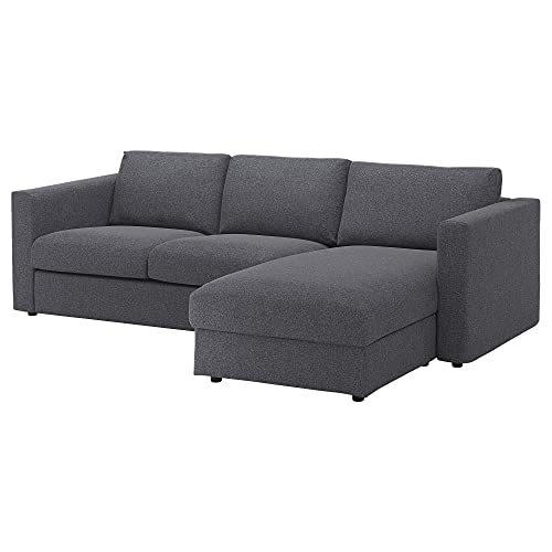 IKEA VIMLE - Sofá de 3 asientos, con chaise longue/gris medio Gunnared