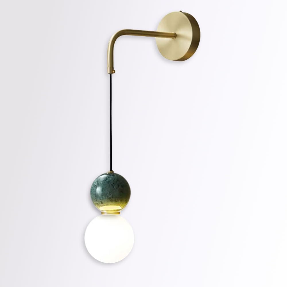 XYBZJP Round Marble Wall Sconce with Globe Glass Lampshade, G9 Screw Interior Wall Light, Nordic Medieval Style Wall Lamp, Living Room Entrance Bedroom Decorative Lighting Fixtures