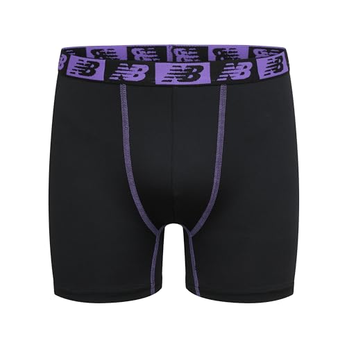 New Balance Cueca boxer de 8,9 cm para meninos (pacote com 4), Camuflagem Thunderbolt elétrica/índig