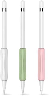 Delidigi 3 Pack iPencil Grip Silicone Holder Ergonomic Sleeve Accessories Compatible with Apple Pencil 1st and 2nd Generation (White, Pink, Avocado Green)