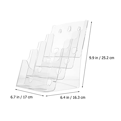 Hemobllo Brochure Holder, 4-Tier Clear Acrylic Brochure Display Rack Magazine Holder, Multi- Compartment Tiered Literature Holder File Display Stand For 5.8 X 8.2 Inch Brochures #TOP5