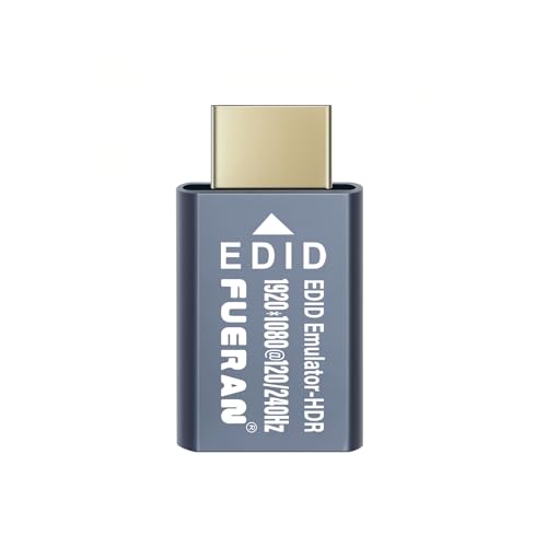 FUERAN Adapter emulatora HDMI EDID, 1920 x 1080 @ 60 Hz, Plug & Play, kompatybilny z Mac, Thunderbolt to HDMI, przełącznikami, odbiornikami AV, przedłużaczami (1920 x 1080 @120/240 Hz (HDR))