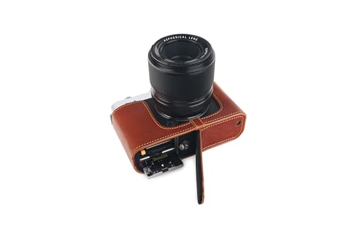 Demi-étui en cuir véritable fait main pour Fujifilm X-E4 housse de protection roux vintage