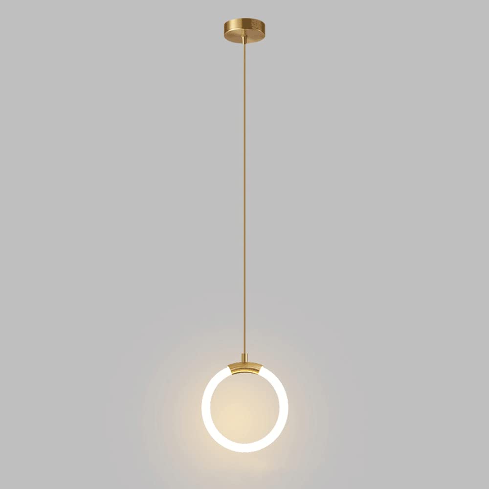 Lampe à suspension LED en anneau réglable en métal pour éclairage de chevet