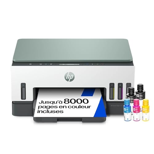 HP Smart Tank 7007, Imprimante Multifonction Jet d’Encre Couleur, A4, Wi-FI, Impression Recto-Verso Automatique, Numérisation et Copie, Jusqu’à 3 Ans d’Encre Inclus, Blanche