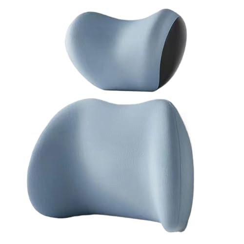 Sunlitpqrny Reposacabezas y almohadas lumbares, soporte lumbar ajustable para silla, cojín de espalda reutilizable, cómoda almohada de espalda baja para el hogar, estudio, avión, coche, tren