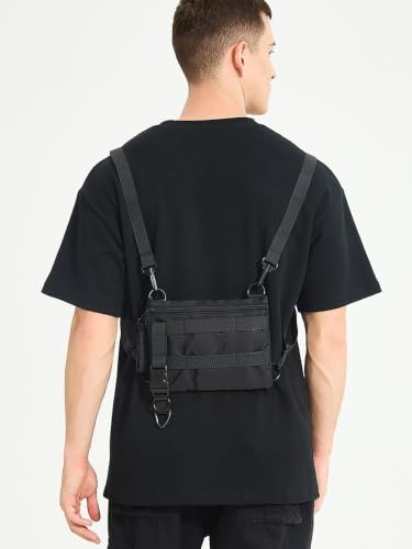 Bolsa tiracolo com vários bolsos, Harajuku Hip Hop Ins Street Style Utility Workwear Mochila de ombro para homens e mulheres, uso diário ao ar livre