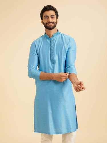 Image of Manyavar Men's Viscose Blend Self-Design Kurta Pyjama Set (2pcs)