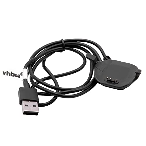 vhbw Cable de carga compatible con Garmin Forerunner 25 (small) smartwatch - Estación carga, cable repuesto, negro, 96 cm