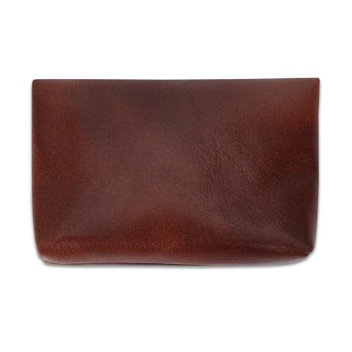 Leather Double Coin Pouch Premium Cash & Card Holder Compact Cable Organizer Travel Makeup Bag, Handmade Artisan Craft Vintage Leather Accessories Multipurpose Wallet & Organizer (Wine)3