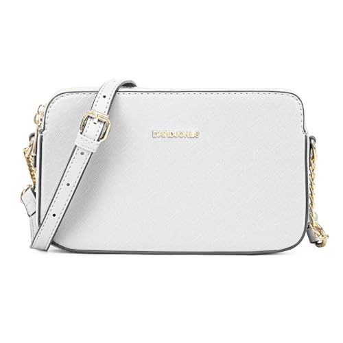 David Jones - Petit Sac Bandoulière Femme - Pochette Téléphone Portable Cuir PU Rigide - Besace Chaînes Porté Epaule - Sacoche 3 Compartiments Poches -...